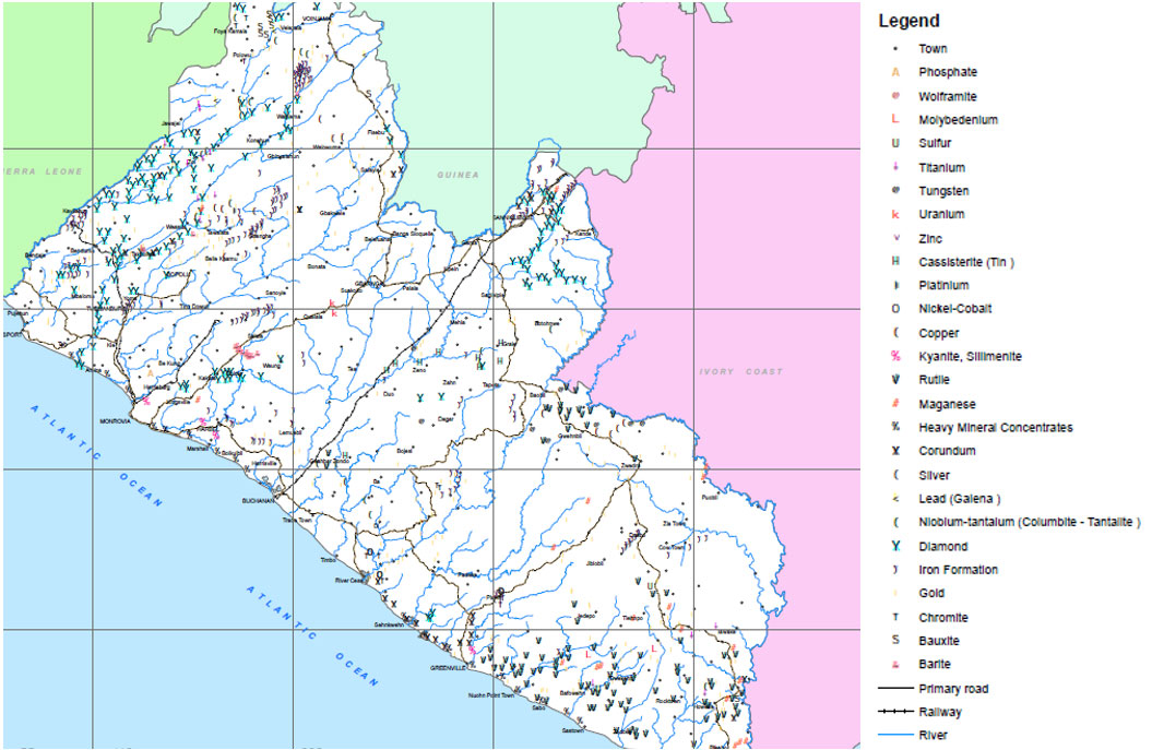 Mineral Deposit Map of Liberia
